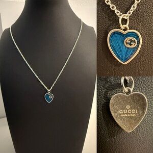 Gucci Blue Mini Heart Pendant Necklace
